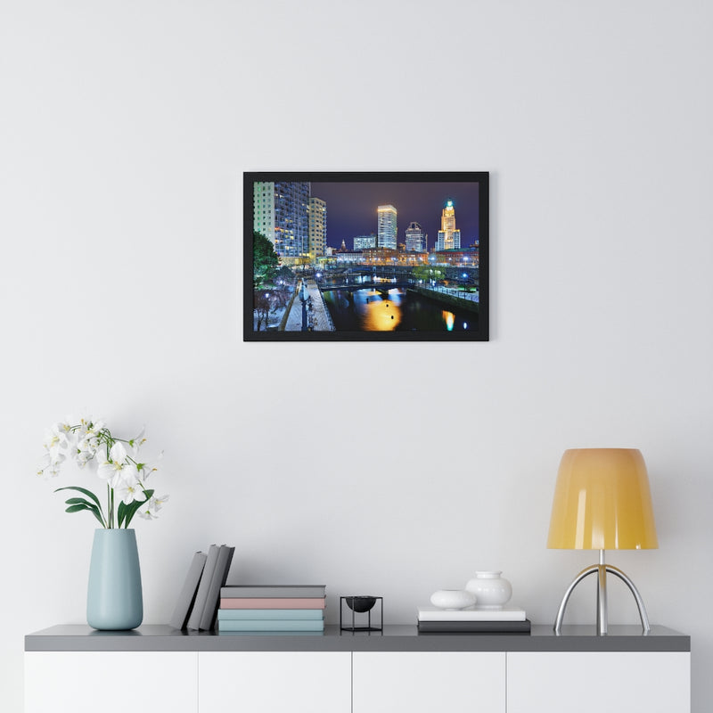 Providence At Night - Premium Framed Horizontal Poster