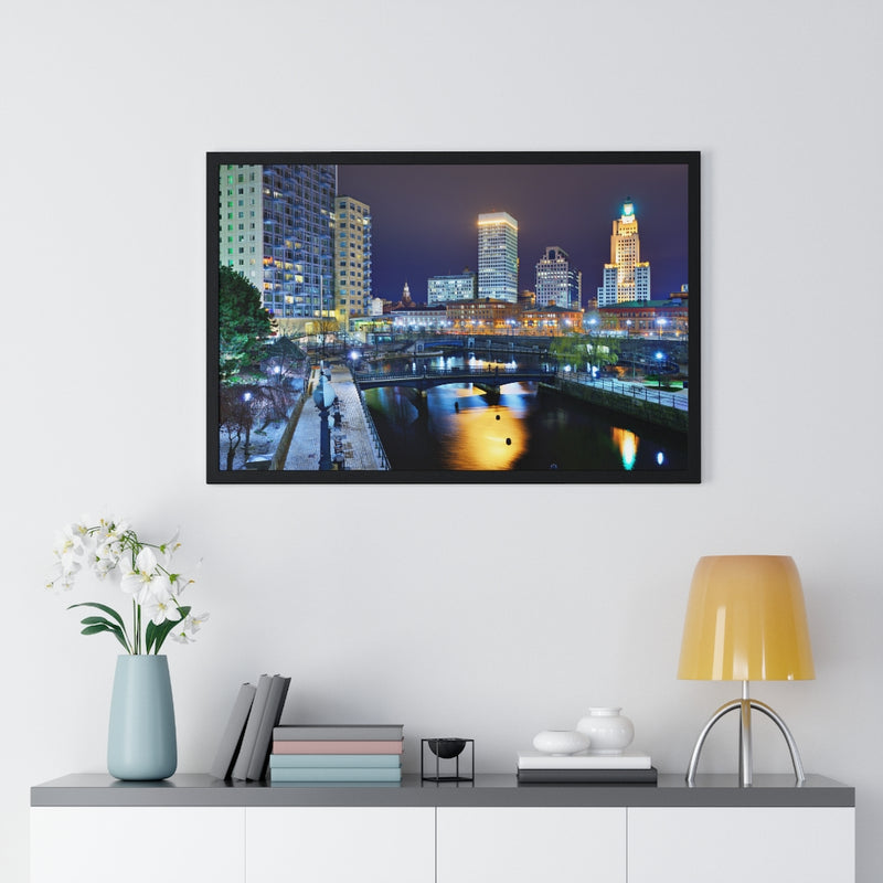 Providence At Night - Premium Framed Horizontal Poster