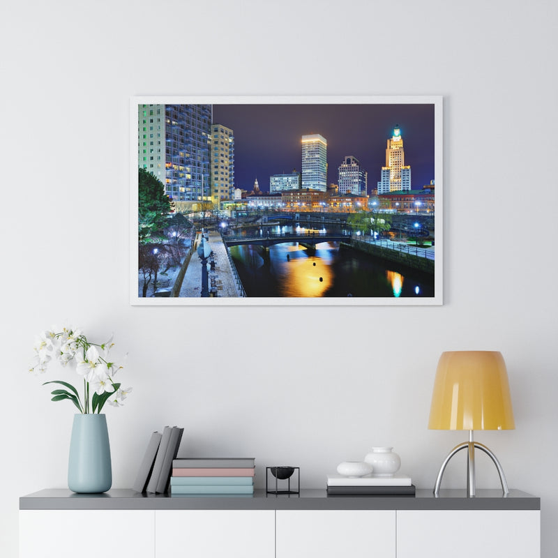 Providence At Night - Premium Framed Horizontal Poster